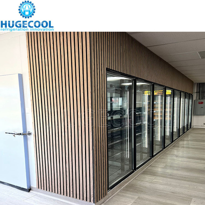 Automatic Rebound Glass Door Beverage Cooler Room For Cold Beverages In Supermarket
