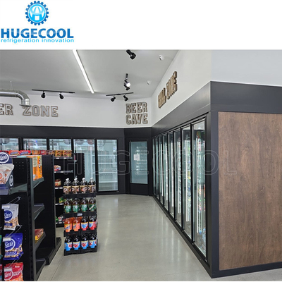 Commercial Walk In Freezer Cooler With Automatic Rebound Glass Door And Scroll Compressor