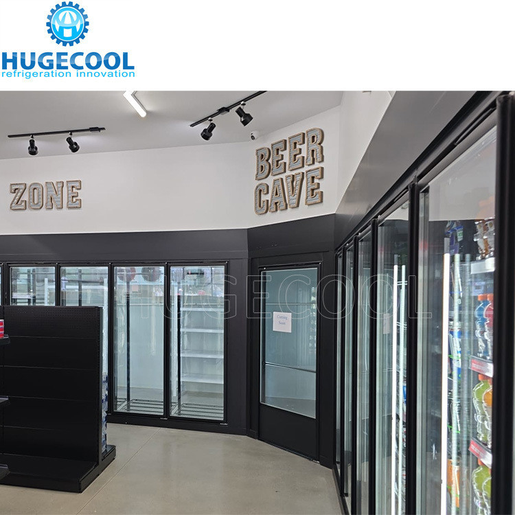 Commercial Walk In Freezer Cooler With Automatic Rebound Glass Door And Scroll Compressor