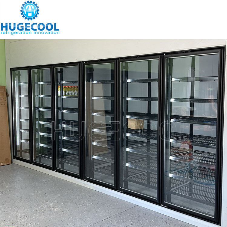 Commercial Walk In Freezer Cooler With Automatic Rebound Glass Door And Scroll Compressor